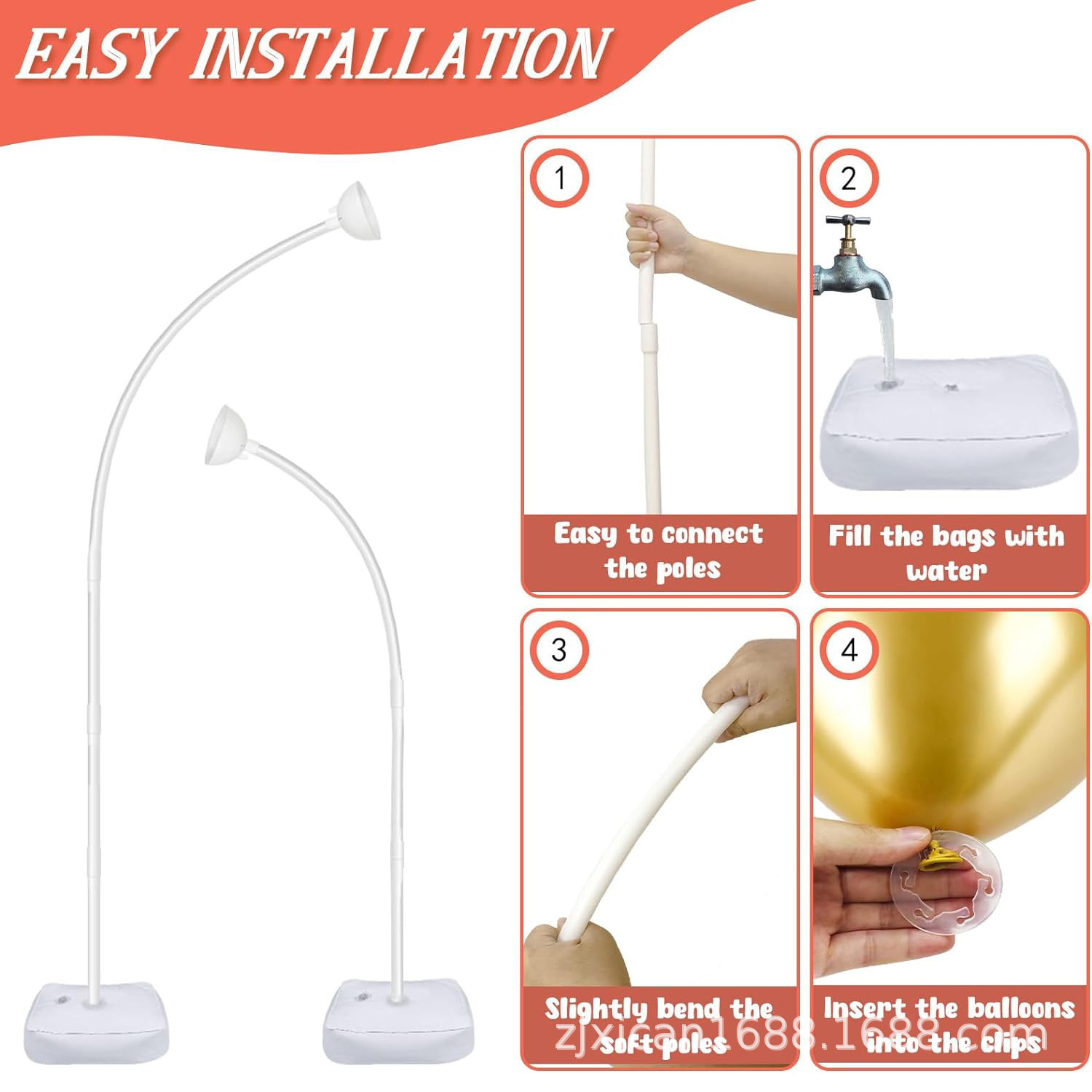 DIY Styling Arch Bendable Balloon Column Bracket with Water-Filled Base Asymmetrical Balloon Arch Bracket