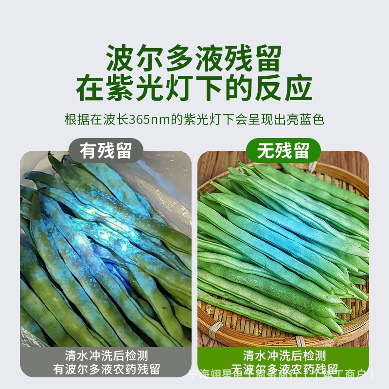 Uv Light for Vegetable Testing, Uv Light for Identifying Fluorescent Agents, Bordeaux Solution for Inspecting Pesticides and Fungi, Rechargeable Blue Light