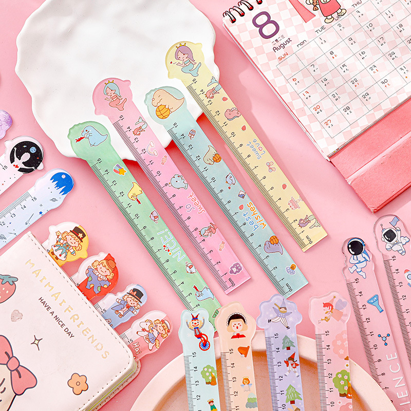 Cartoon Special-Shaped Ruler Student Ins Girl Heart Scale Learning Office Painting Ruler Measuring Tool 15cm