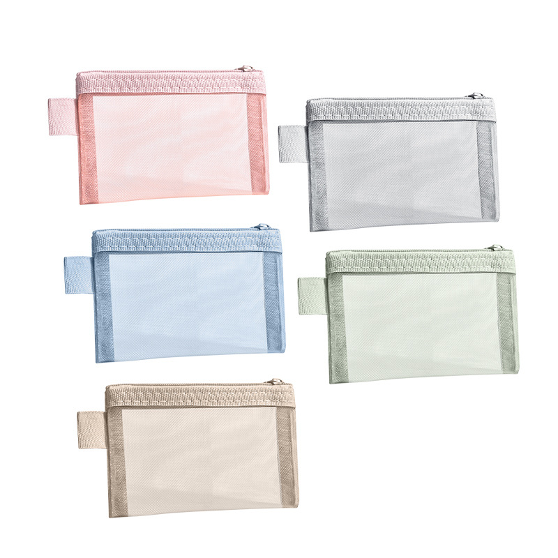 Transparent Mesh Storage Bag Coin Purse Key Bag Bus Card Bag Nylon Portable Toy Cosmetic Storage Bag