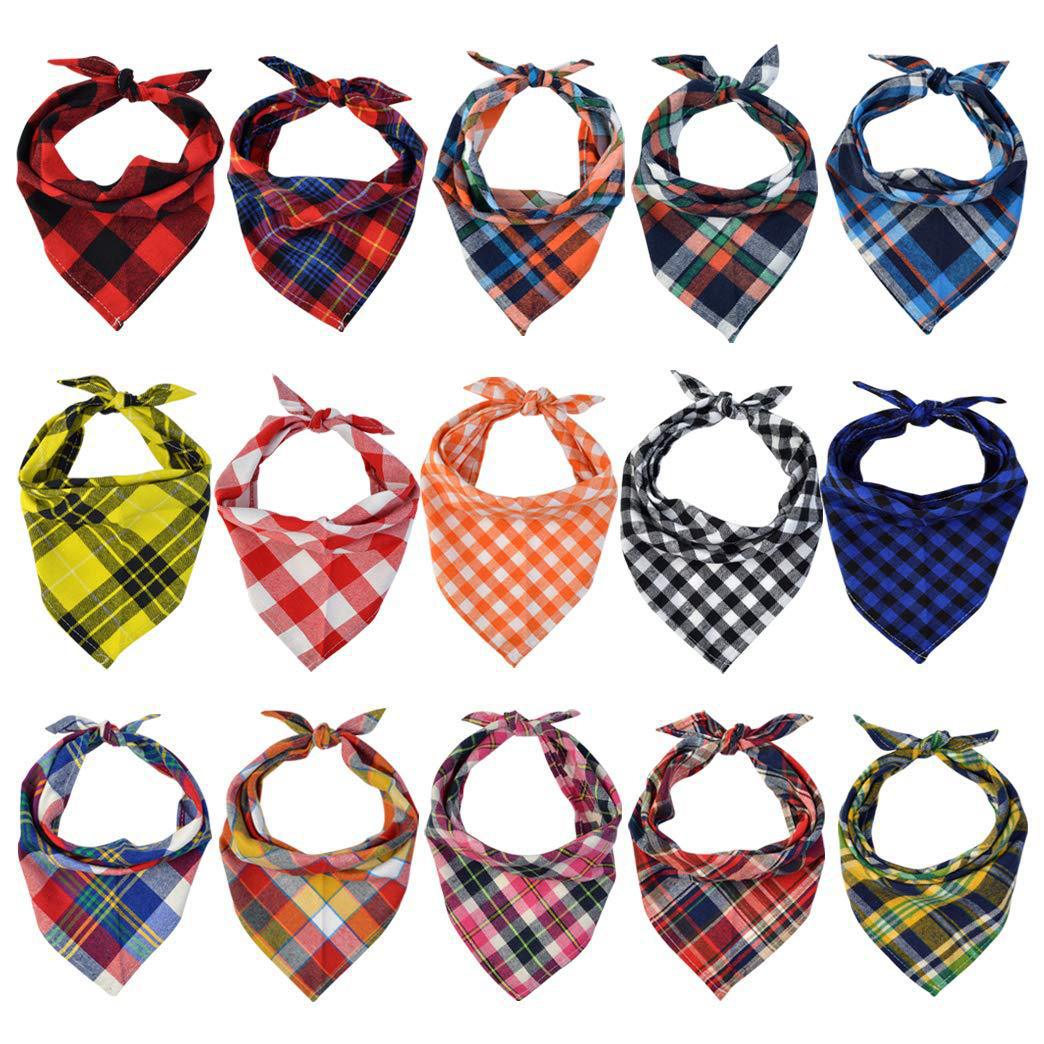 New pattern 50 color pet dog Scottish style triangle towel baby saliva towel lace-up triangle towel