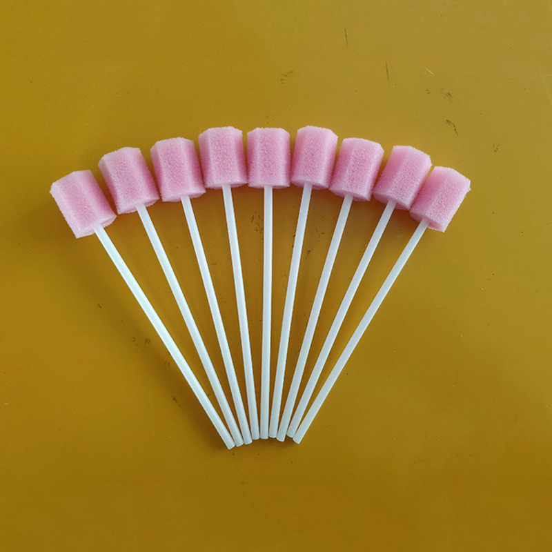 Cross-border disposable cleaning care sponge stick oral care sponge stick denture cleaning sponge brush 100/pack