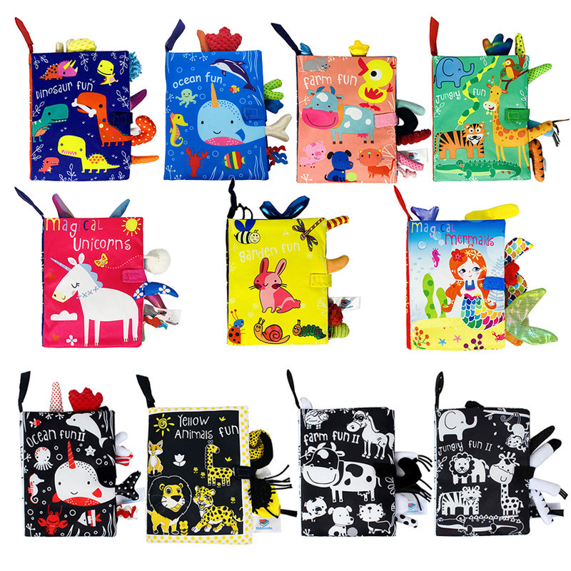 Тканевая книга для детей, трехмерная, рвущаяся, черно-белая, красная, с звуковым эффектом