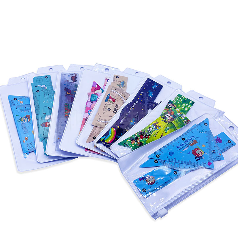 pvc cartoon set ruler custom plastic ruler triangle transparent ruler training class enrollment advertising ruler customization
