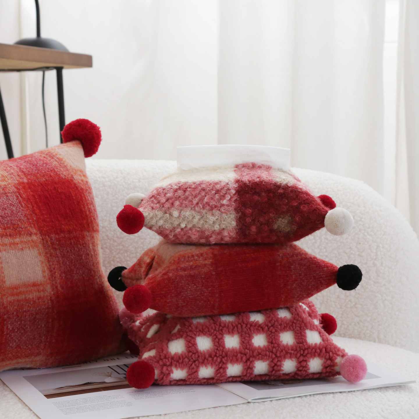 Meizuo Element Tissue Box, Creative Colorfulful Hair Ball Tissue Bag, High-End Tissue Bag, Bedroom Tissue Bag