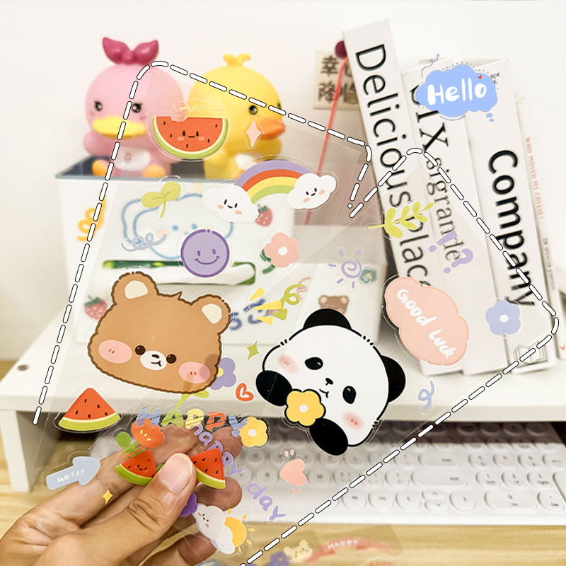 Cartoon transparent Journal stickers children's cute pvc Journal stickers material decoration seamless waterproof Cup stickers