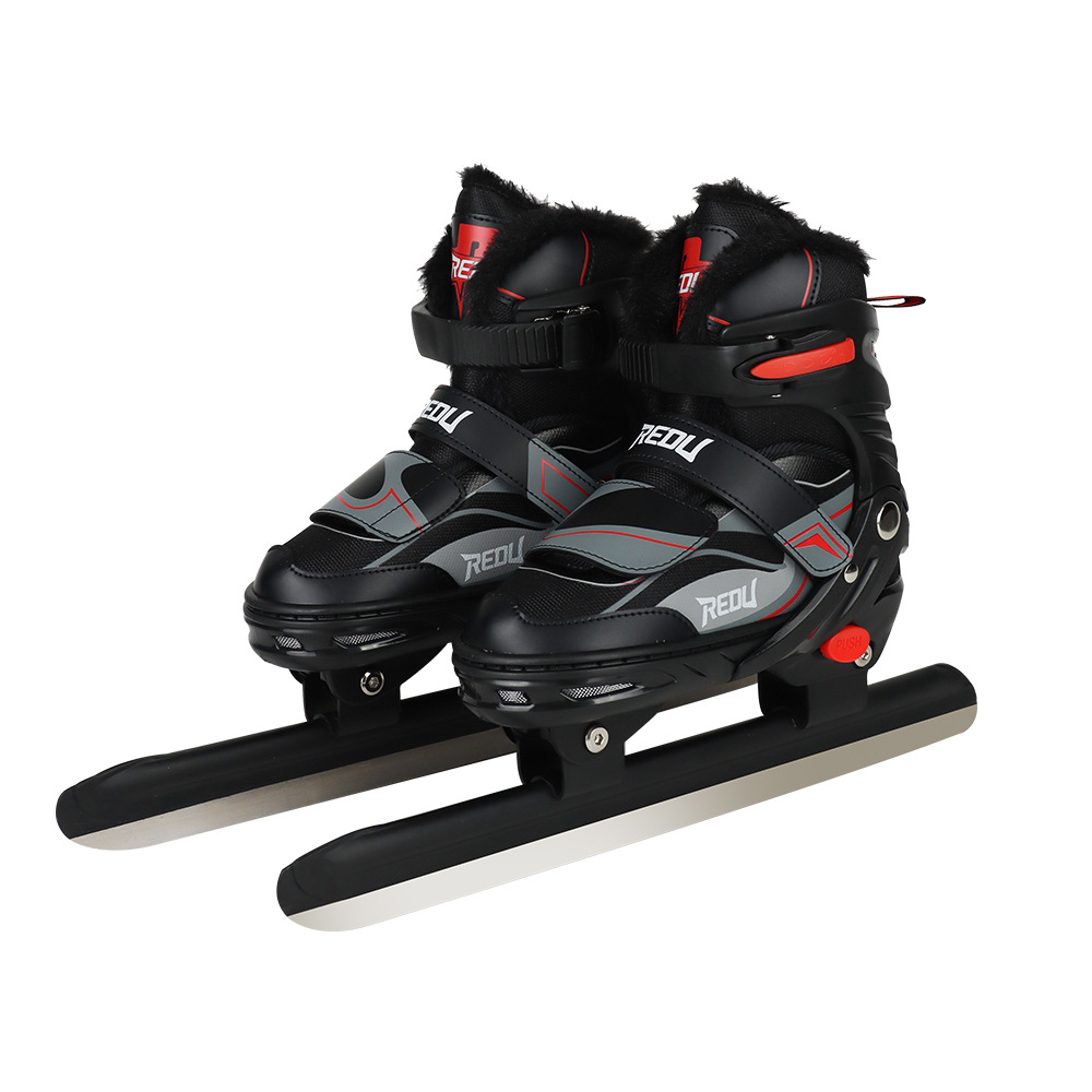 Hot Glare Steel Frame Ice Skates for Children, Speed Skating Steel Support Skates, Adjustable Size, Beginner Speed Skating Shoes, Outdoor