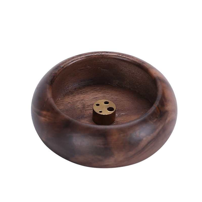 Rosewood Porous Incense Bowl Mini Small Incense Insert Line Incense Stand Household Round Aquiline Vertical Ebony Solid Wood Incense Burger