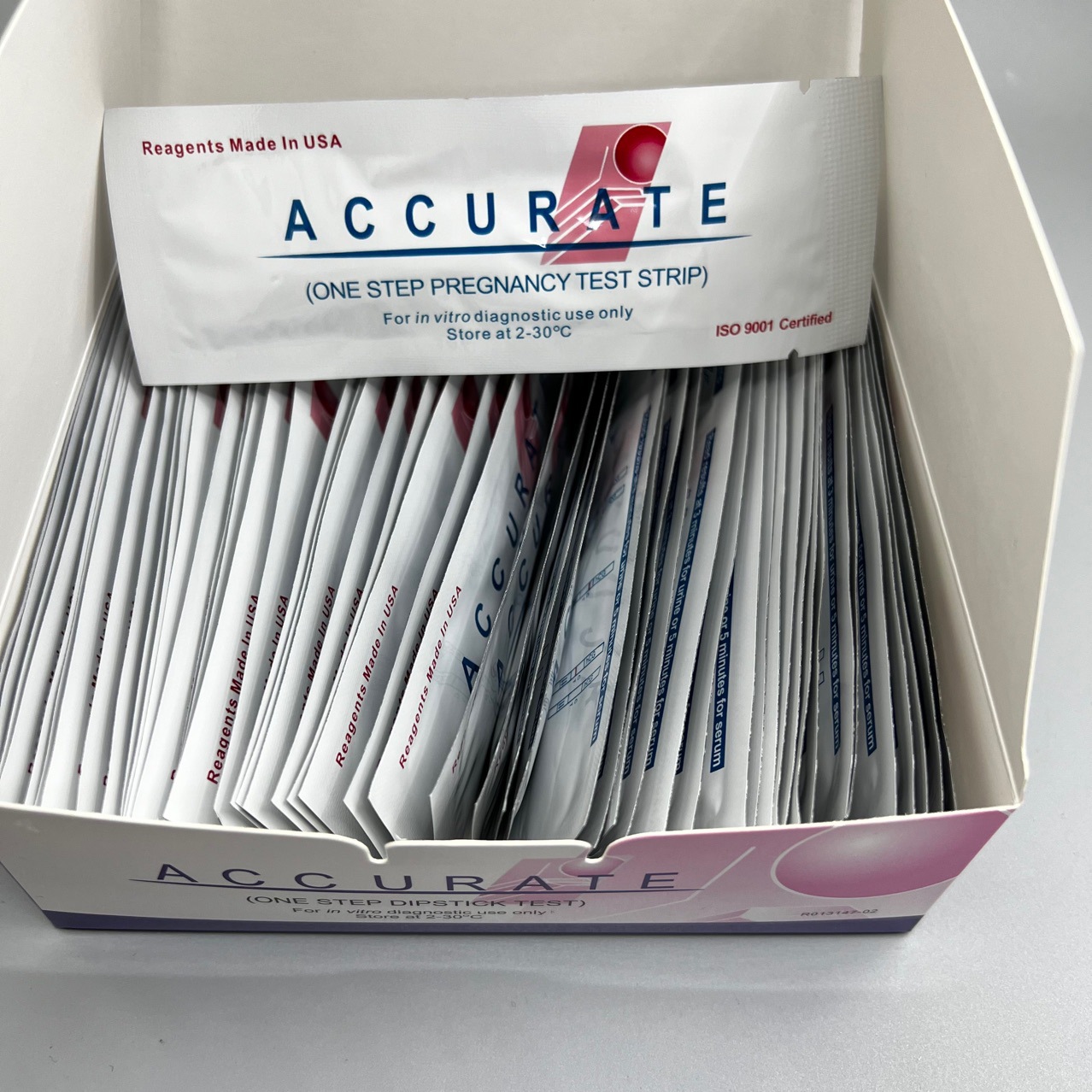 Cross-Border Export English Version Hcg Test Strips 50-Pack Portable High-Accuracy Medical Care Rapid Pregnancy Test