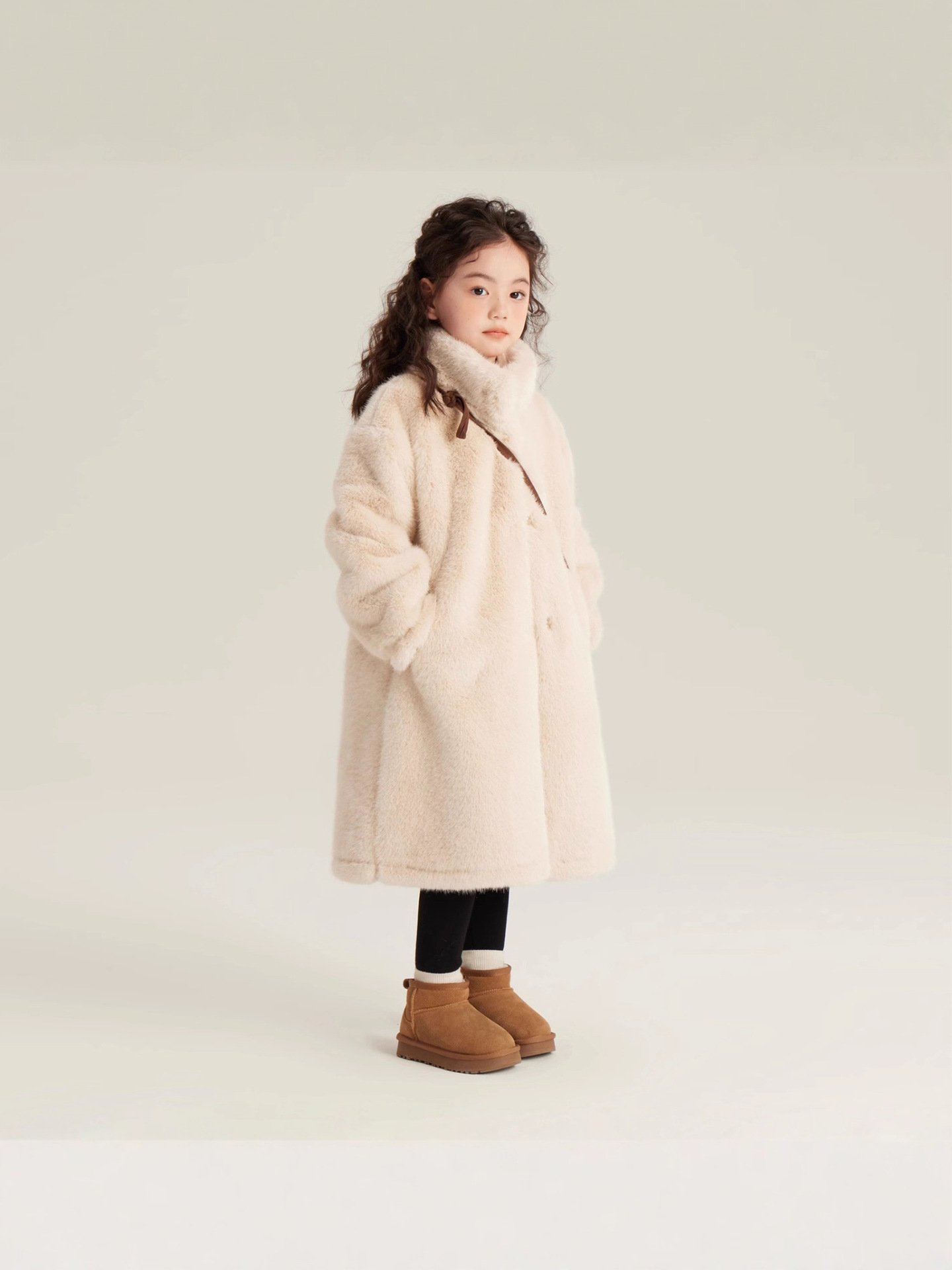 New Style Girls' Faux Mink Coat, Children's Warm Winter Thickened Fur Integrated Coat, Winter Clothing