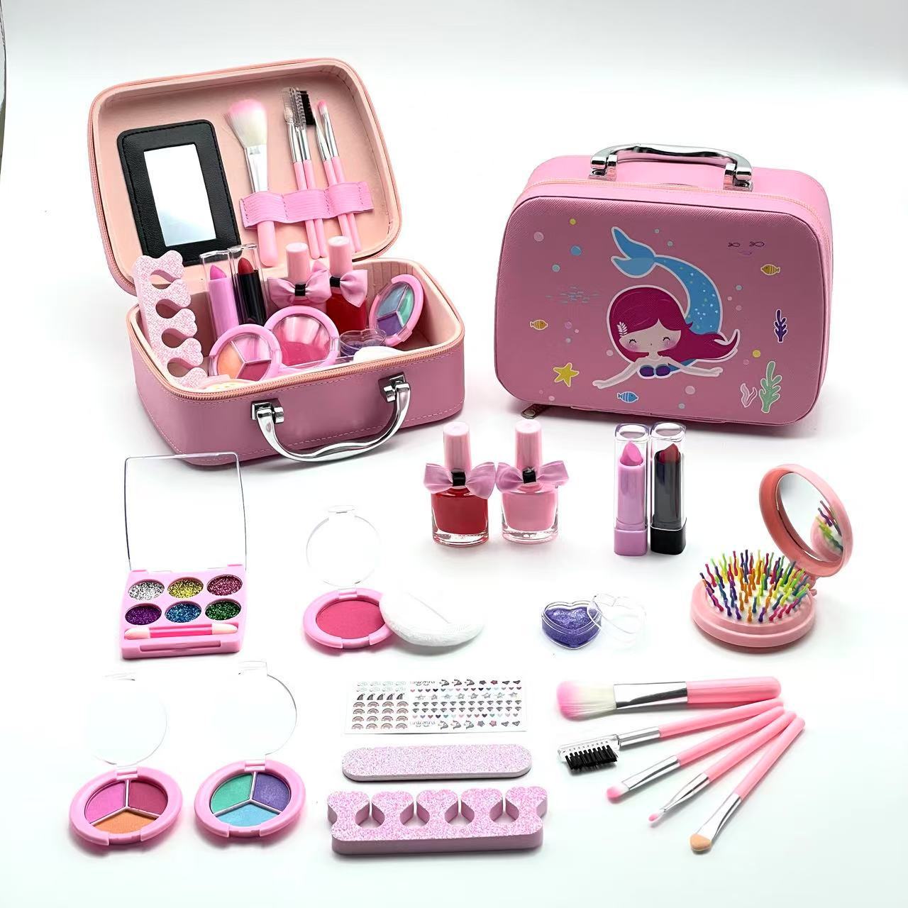 Cross-Border Hot Selling Children's Cosmetics Girls Toys New Mermaid Cosmetics Nail Polish Lipstick Handbag