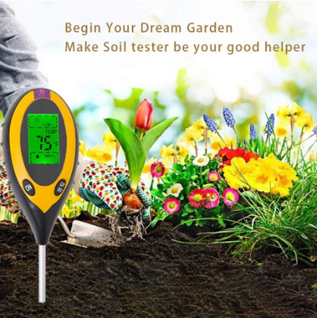 Four-In-One Soil Tester, Digital Soil Detector, Soil Ph Tester, Light Meter, Thermometer