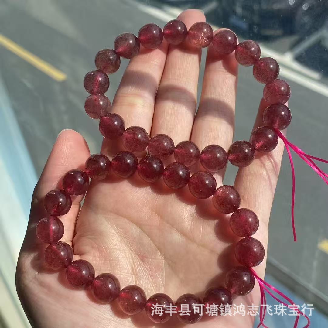 Браслет из натурального клубничного кристалла, кроваво-красный, яркий цвет, ледяное прозрачное тело, оптовая продажа бусин