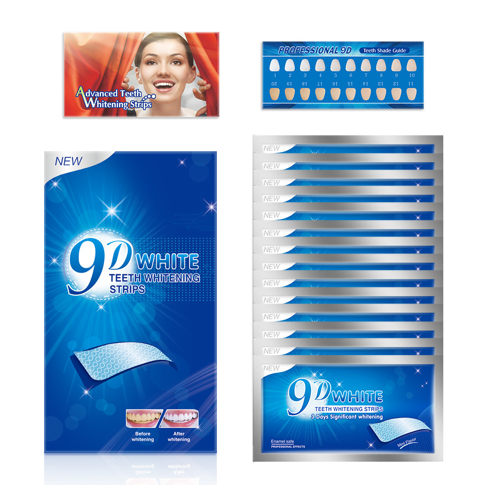 Cross-Border Foreign Trade Supply: 7 Pairs of 14 Sheets of Teeth Whitening Strips to Remove Yellow Stains and Whiten Teeth, 5D Whitening Strips, Dazzling White Teeth Strips, Beauty Teeth Strips