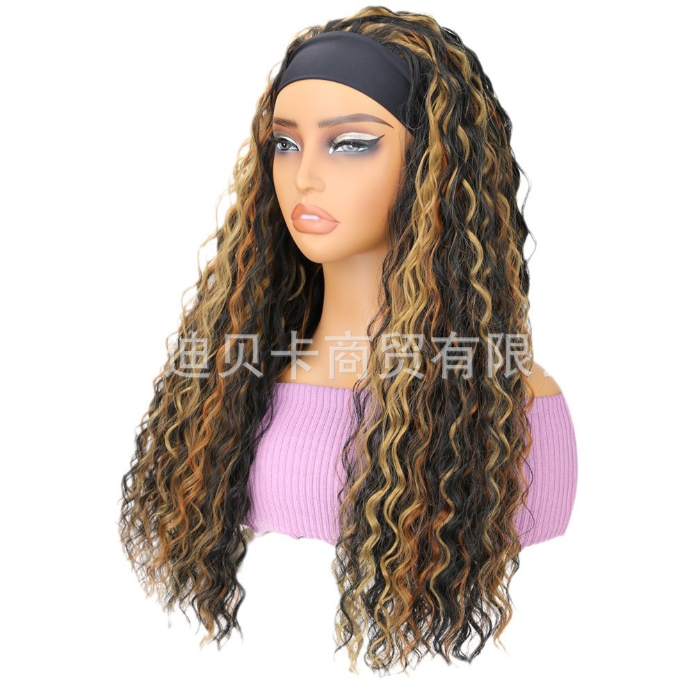 Deep Headband Wig Ice Ribbon Big Wave Corn Perm Chemical Fiber Headgear European and American Cross-Border Hairband Headgear