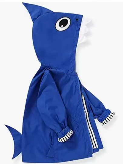 Children's Spring and Autumn New Children's Wear Baby's Mid-length Coat Coat Children's Cartoon Shark Hooded Coat