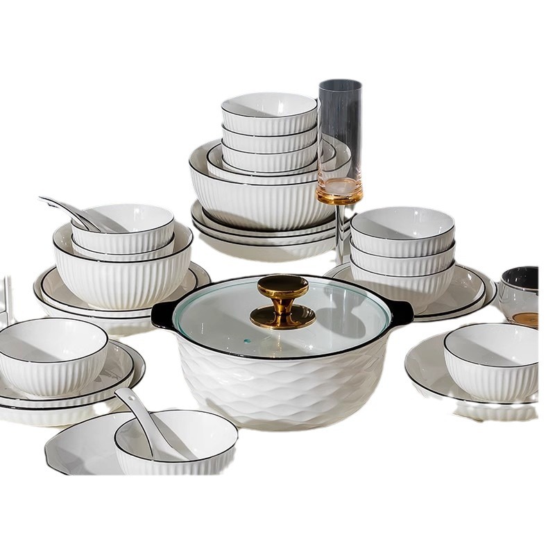 Yamada Dish Set Household Japanese Simple Modern Tableware Ceramic Dishes 2023 New Style