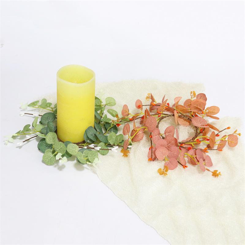 Eucalyptus Leaf Garland Easter Thanksgiving Halloween Decoration Christmas Garland Cross Border Fake Fruit Candle Ring