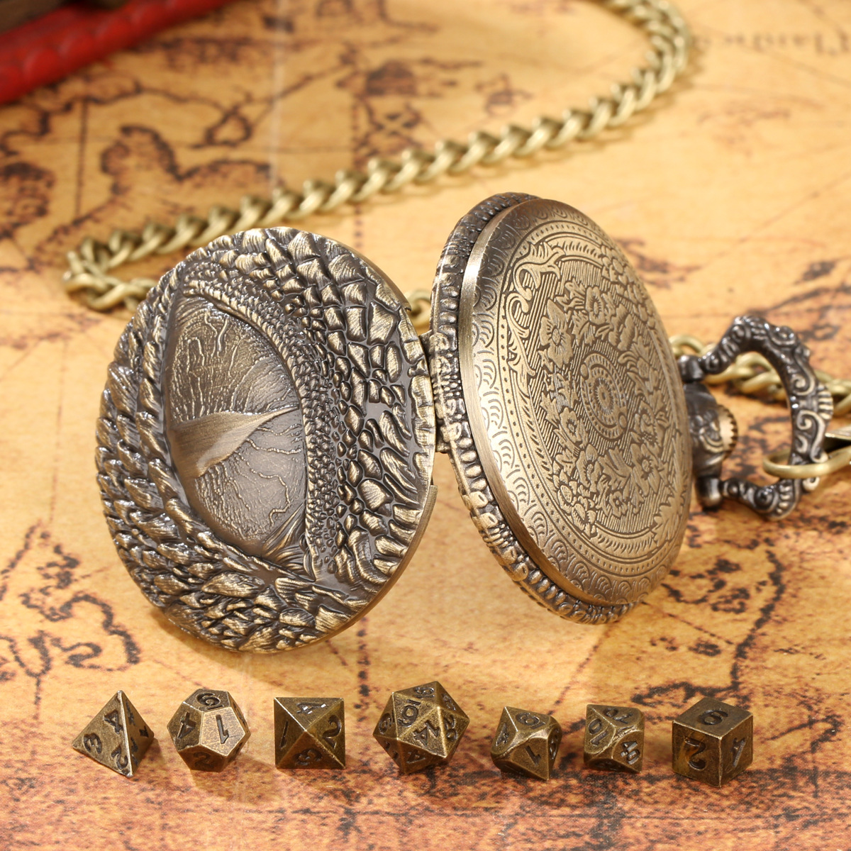 (Private model) DND dice jewelry pocket watch case rights game dragon eye watch case waist chain a generation of hair
