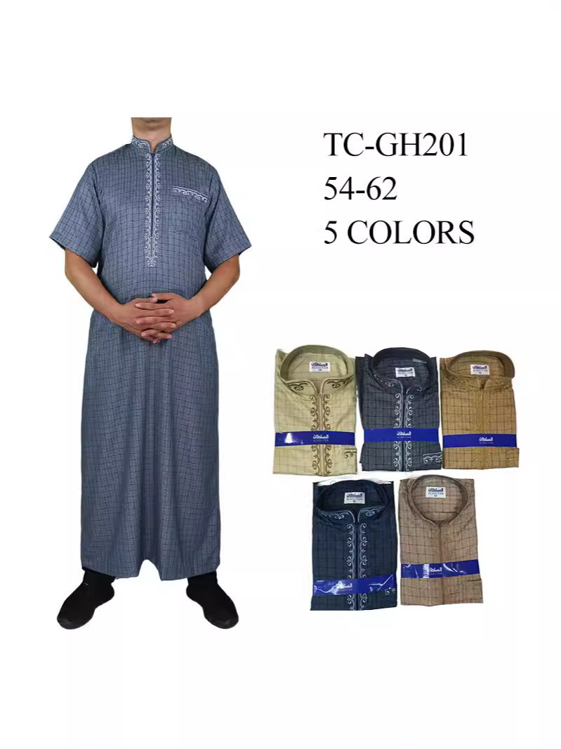 High quality cotton and linen overseas hot popular collar zipper exquisite embroidered plaid pattern with pocket short sleeve