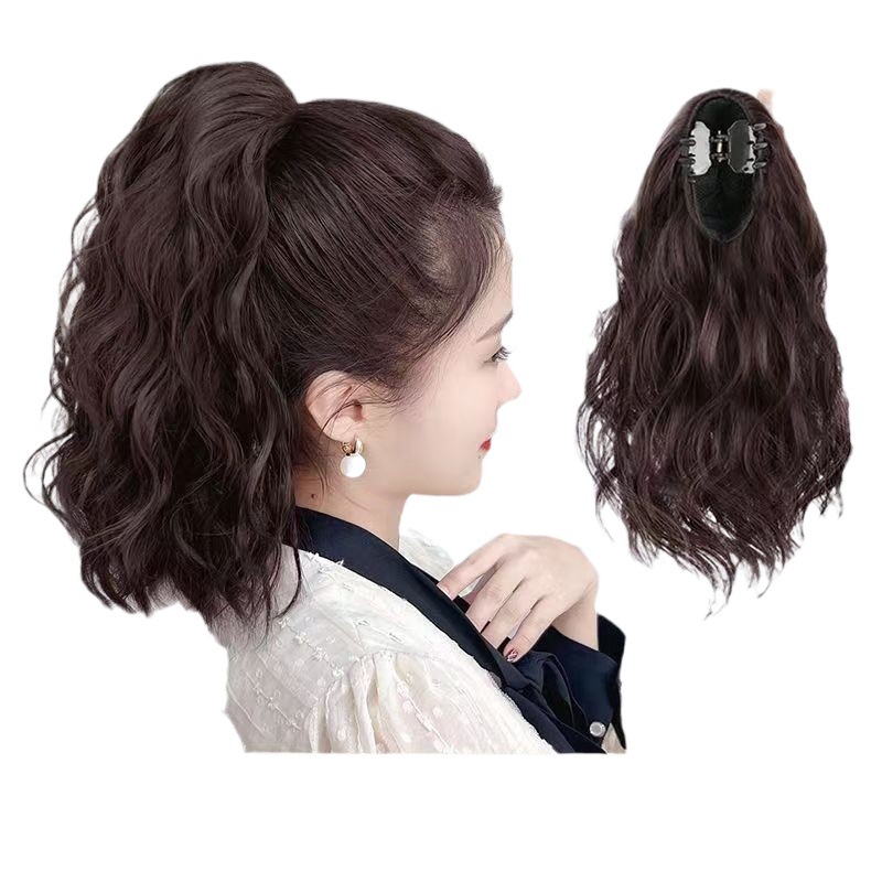 Grab Clip Clouds Hot Temperament Women's Internet Celebrity Explosions Pear Flower Roll Water Ripple Natural Traceless Simulation Short High Horse Tail