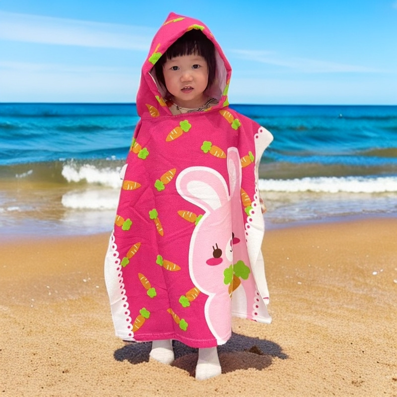 Cross-Border Children's Cape Bath Towel Microfiber Hooded Wearable Baby Swimming Absorbent Quick-Drying Cape Bathrobe for Men and Women