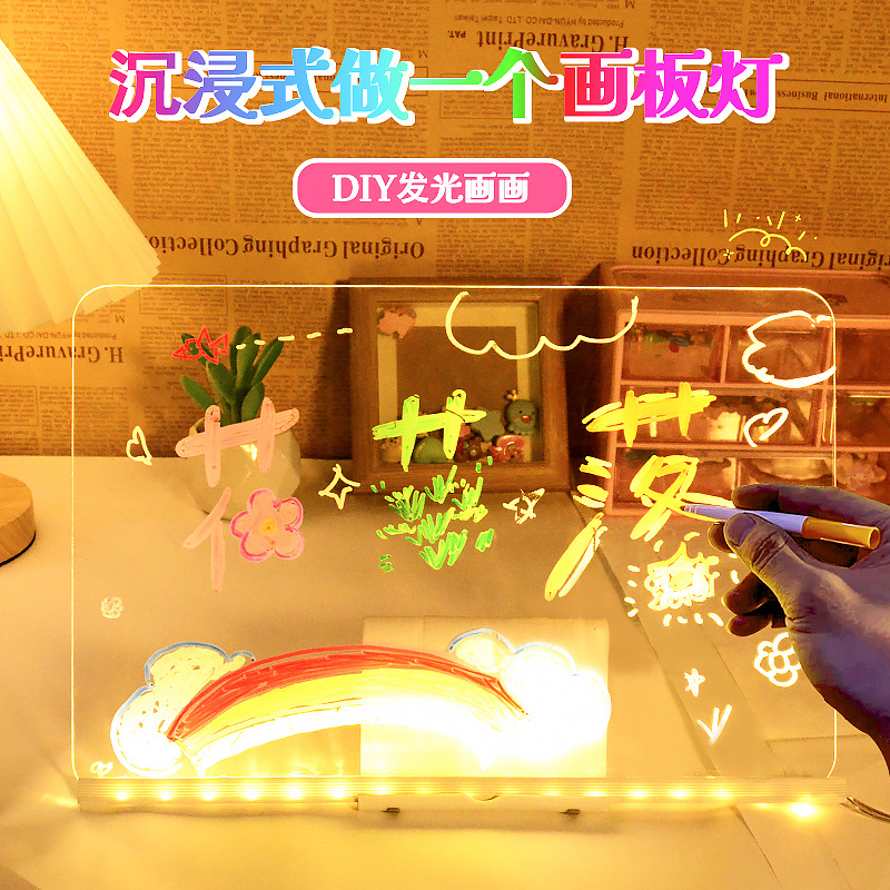 Luminous Drawing Board for Children, Erasable Drawing Board, Children's Day Gift, Night Market Stall, Shop Luminous Display Sign