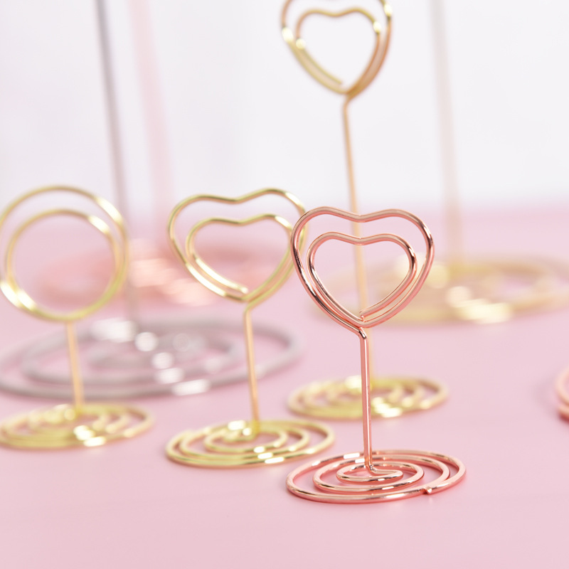 Cross-Border Metal Note Holder Desktop Business Card Holder Love Seat Holder Ready-Made Wholesale Message Holder Wedding Wedding Label