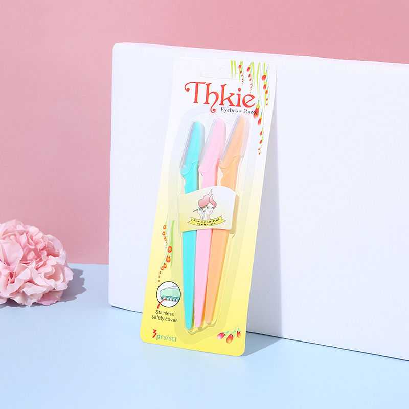 Three-pack factory wholesale eyebrow trimming knife sharp shaving knife eyebrow scraper eyebrow trimming beauty makeup eyebrow trimming tool