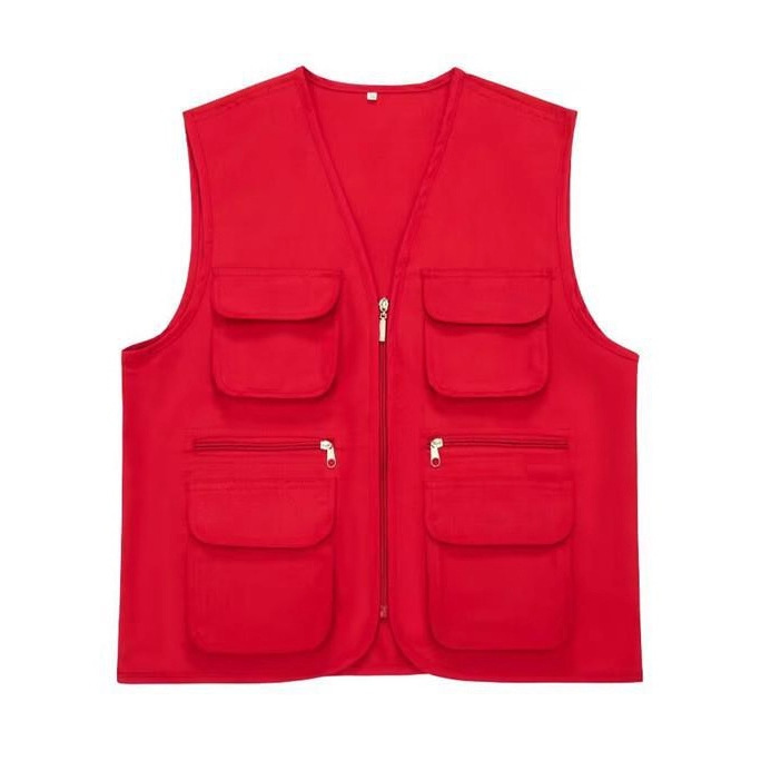Volunteer Vest Workwear Labor Protection Repair Workwear Photography Multi-Pocket Vest with Printed Logo Construction Site Vest