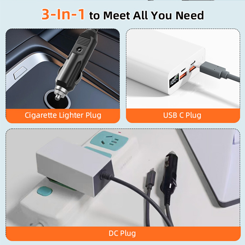 Cross-Border Cigarette Lighter Male to New B-Shaped Plug 10A High Temperature Resistant Bakelite Car Charger Refrigerator Power Cord 2m