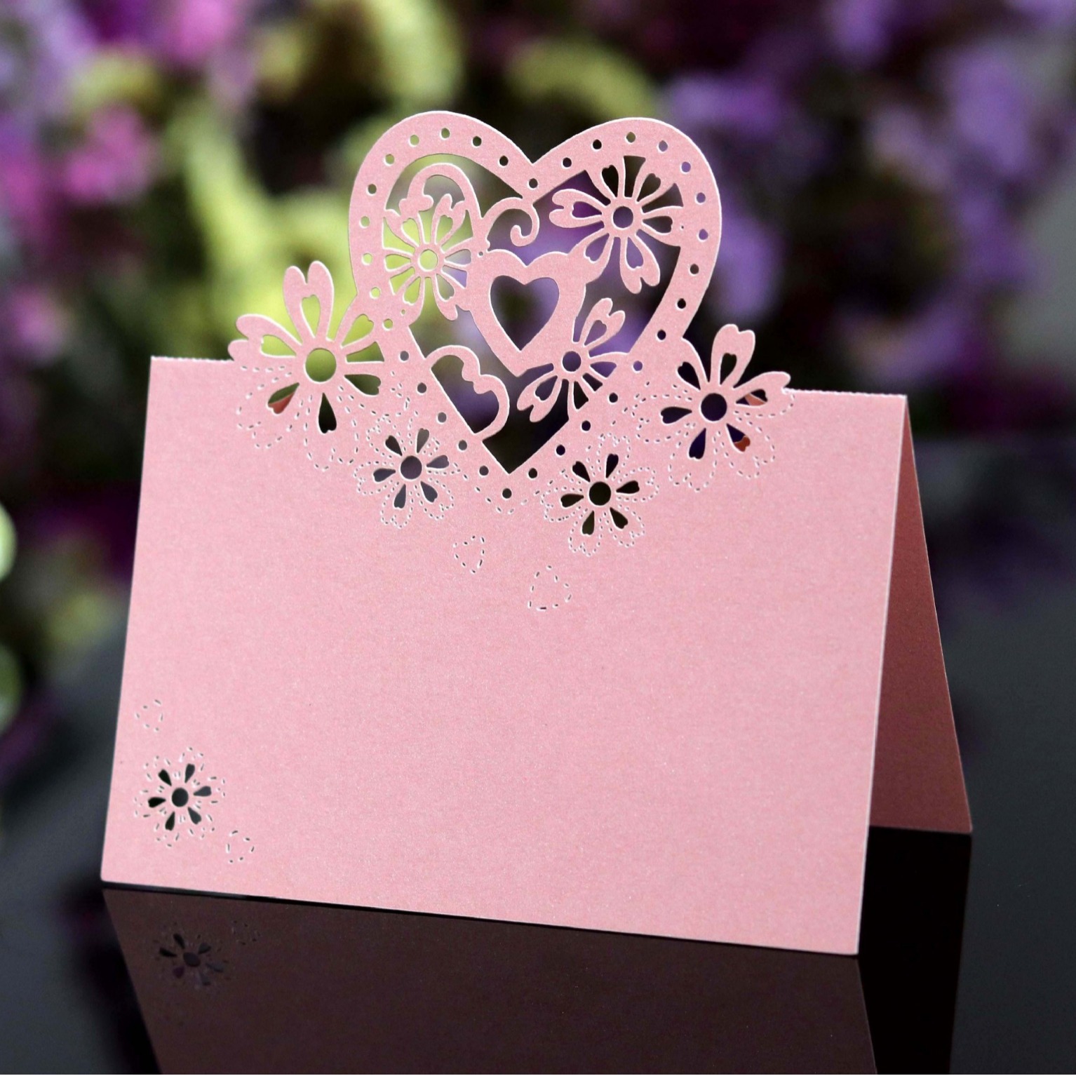 Cross-border in stock direct love seat card hollow butterfly table card ice white table card wedding name card wholesale