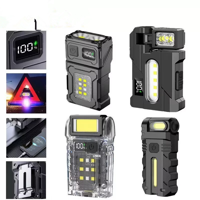 Кросс-бордерный новый фонарик на брелке с зарядкой Type-C, наружный, высокояркий, мини-фонарик с двойным источником света