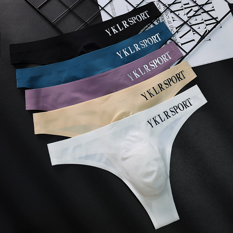 Explosive European and American cross-border letter sports T pants sexy seamless fitness breathable sexy low waist men's thong
