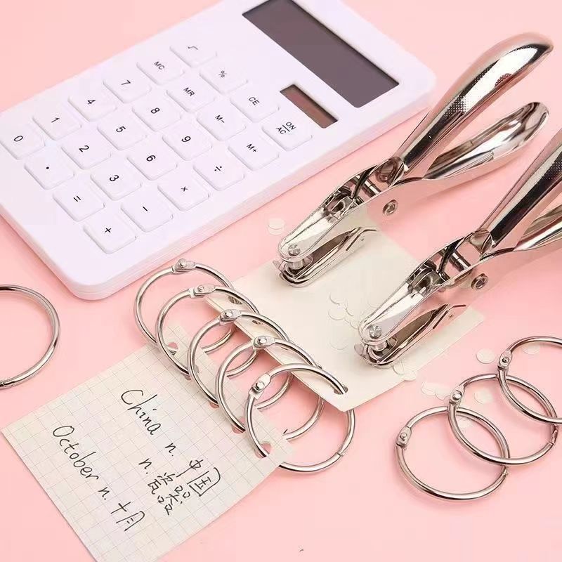 Hand-held metal stationery round hole diameter 6mm punching tongs punching machine paper punching machine boxed single hole punching machine