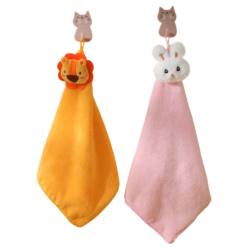 Hand Towel Coral Fleece Hanging Cartoon Doll Square Towel Household Children Hand Towel Gift Box Gift Accompanying Gift