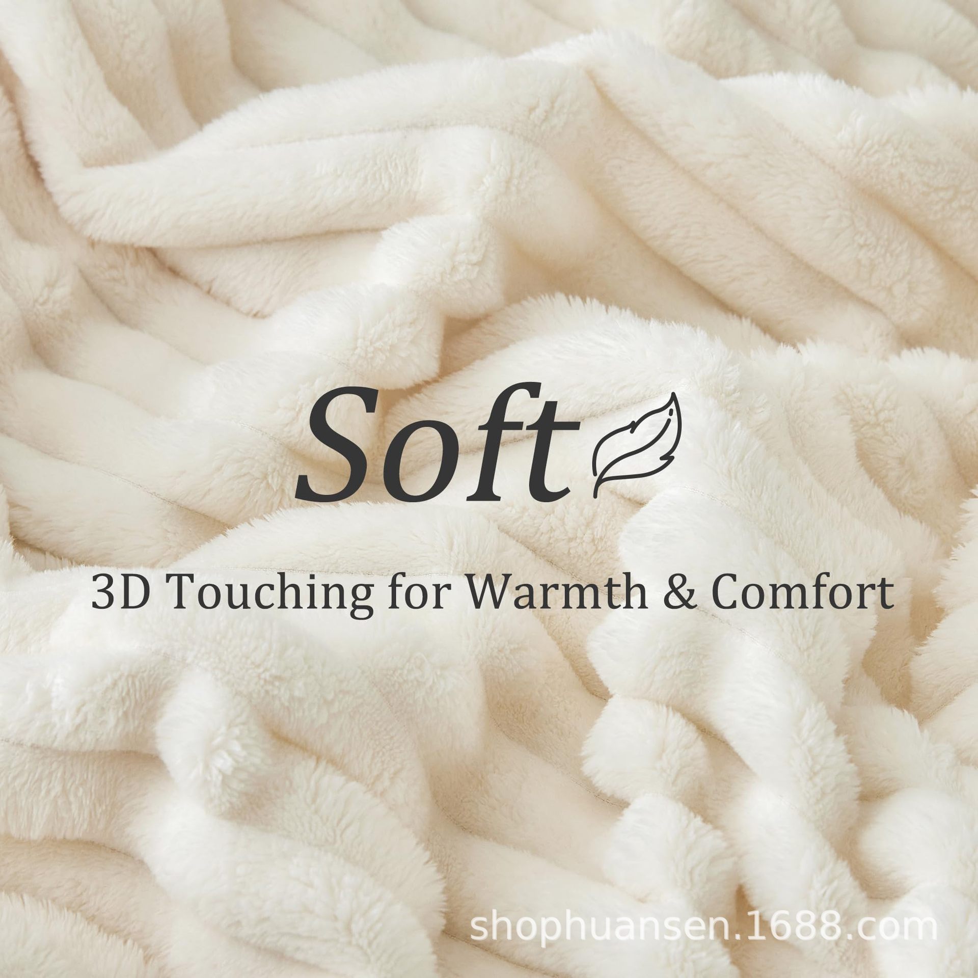 Blanket for Sofa - 300 Gsm Soft Warm Stuffed Cream White Striped Decorative Blanket