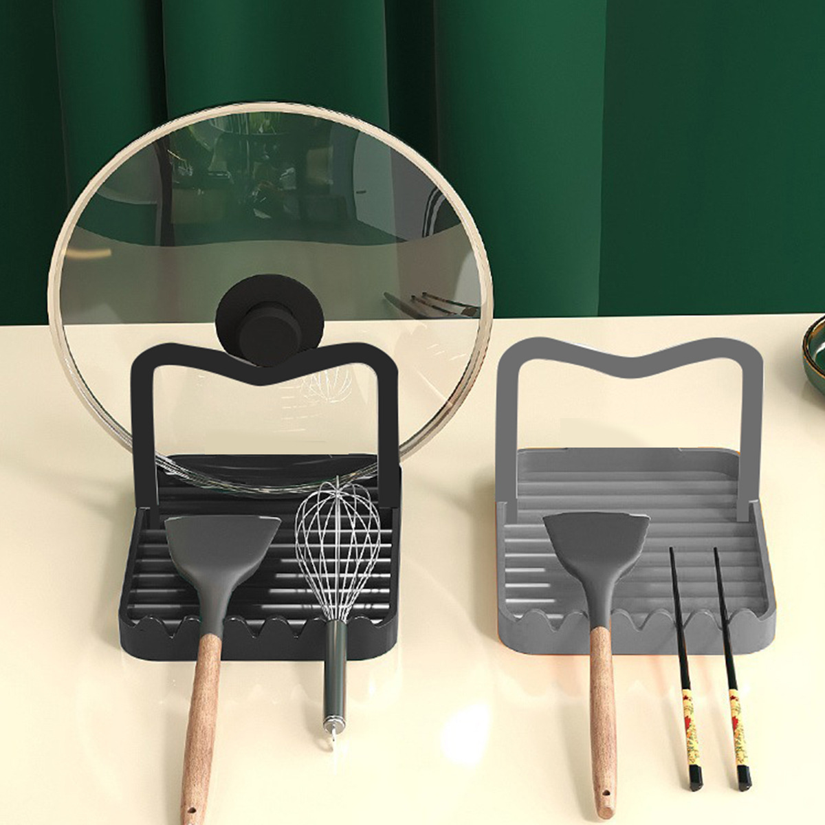 Pot Lid Rack Table Top Spoon Shovel Storage Rack Spoon Shovel Bracket Multifunctional Drying Rack Bracket Kitchen Storage Artifact