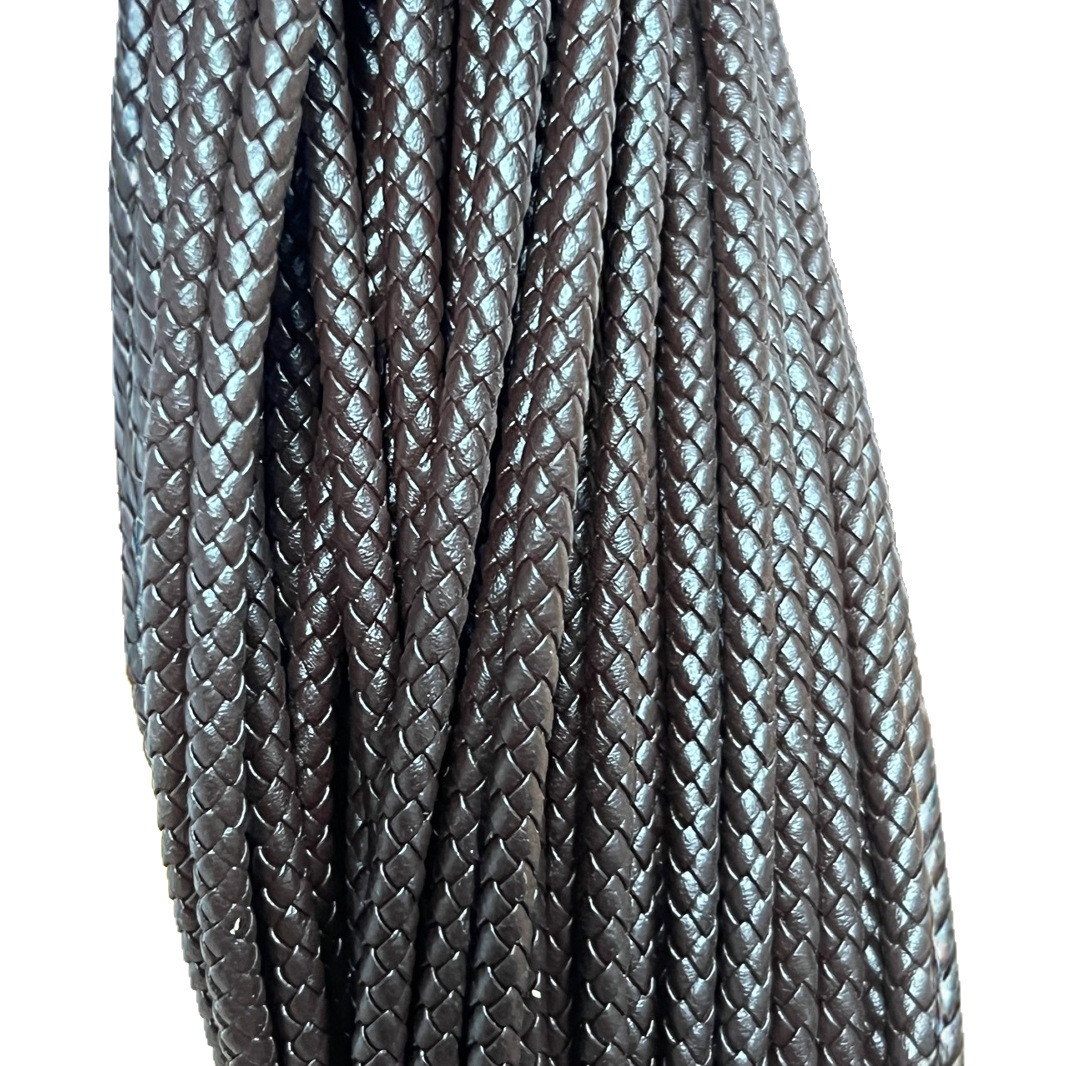 Manufacturer Wholesale Pu Leather Rope Round Six-Strand 6mm Leather Braided Rope Spot Black Brown Bracelet Jewelry Accessories