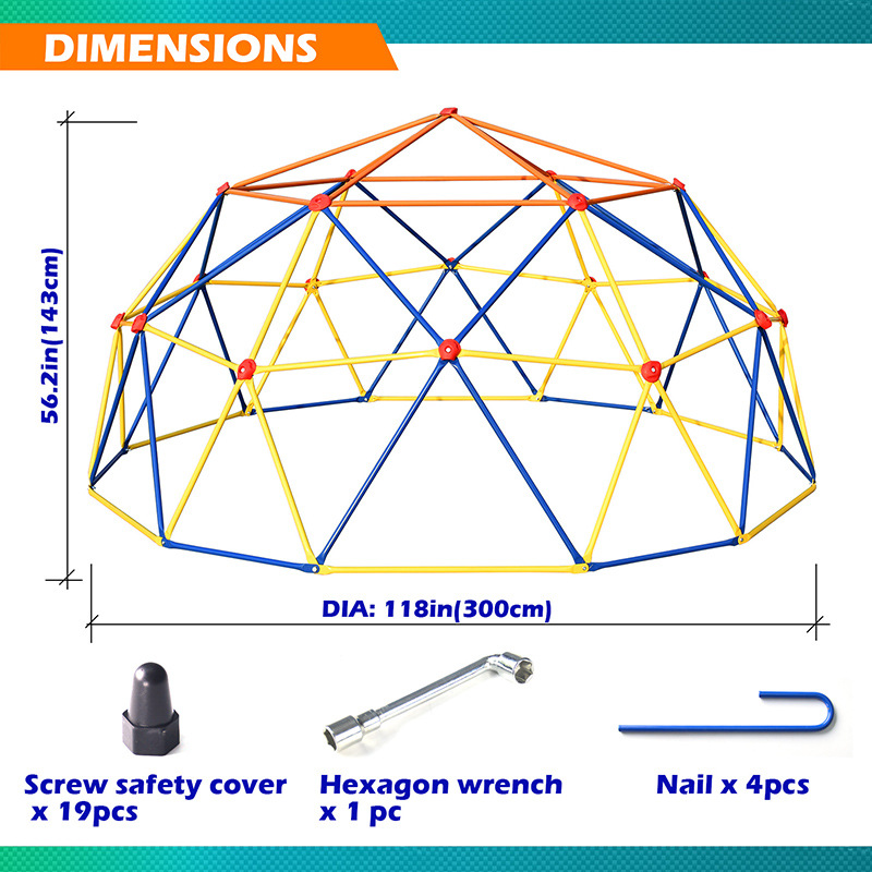 333cm Three-Color Large Climbing Frame Kidsren's Climbing Frame Climbing Game Frame Climber Dome