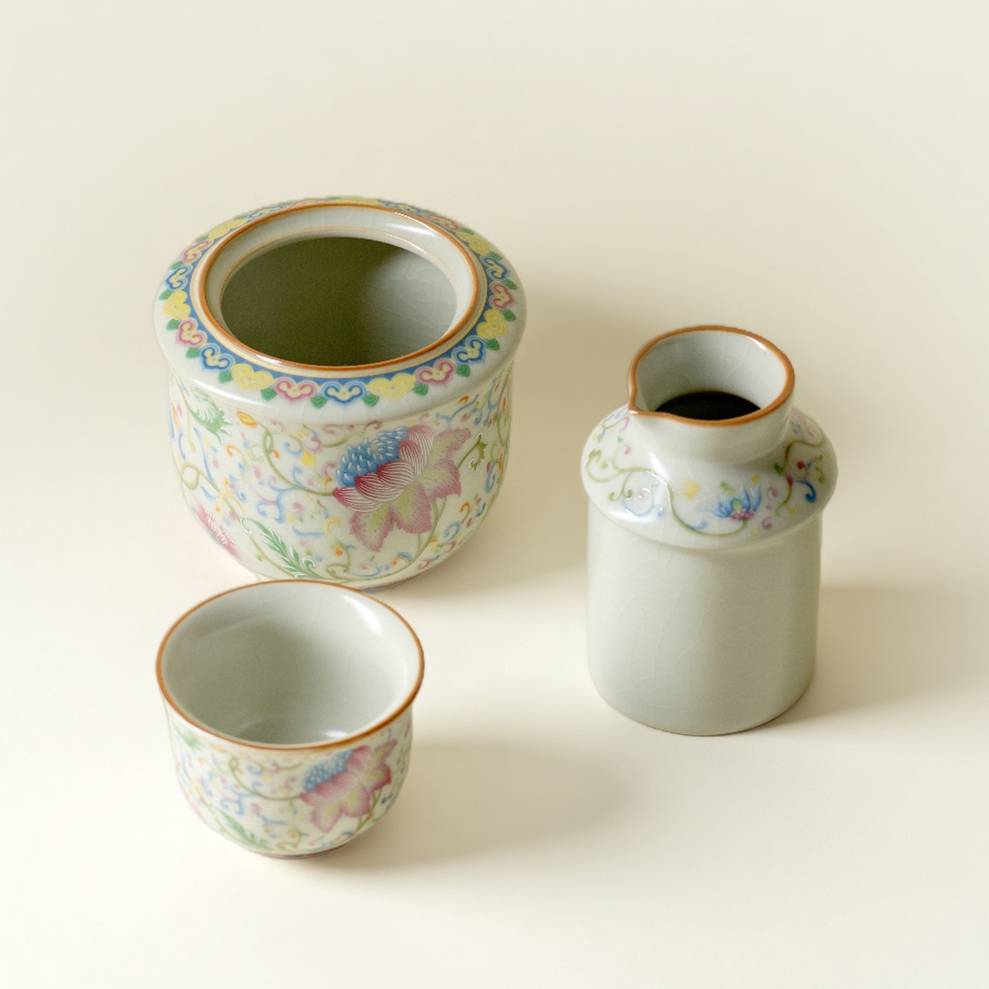 Mojiri Kiln Wine Warmer, Pastel Lotus Ceramic Wine Warmer, Household Hot Wine Warmer, Yellow Wine and Sake Set