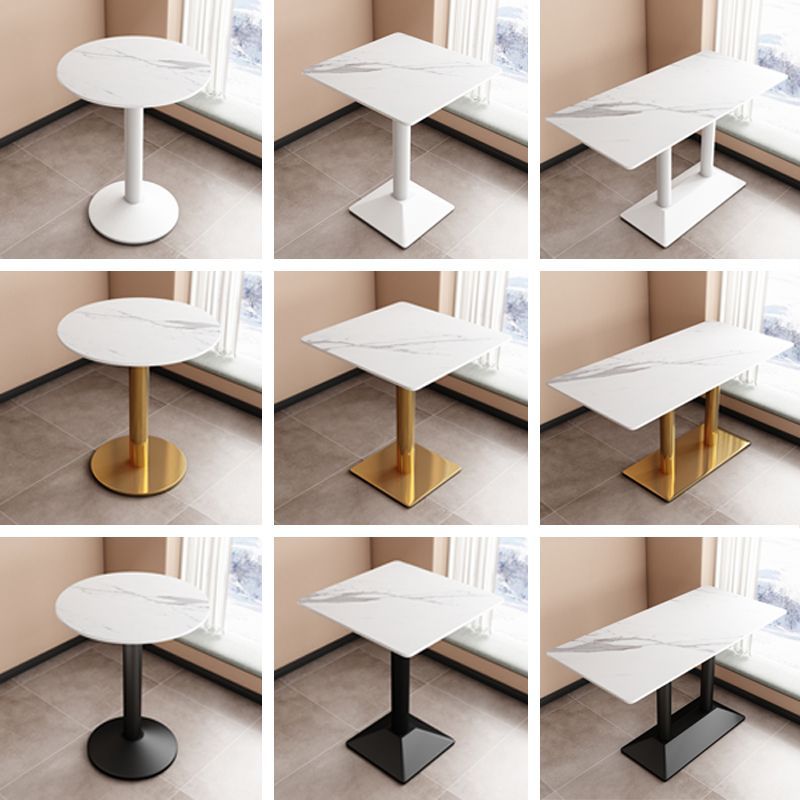 Slate Dining Table Commercial Light Luxury Hotel Restaurant Tables and Chairs Canteen Milk Tea Coffee Fast Food Restaurant Square Table Negotiation Small Round Table