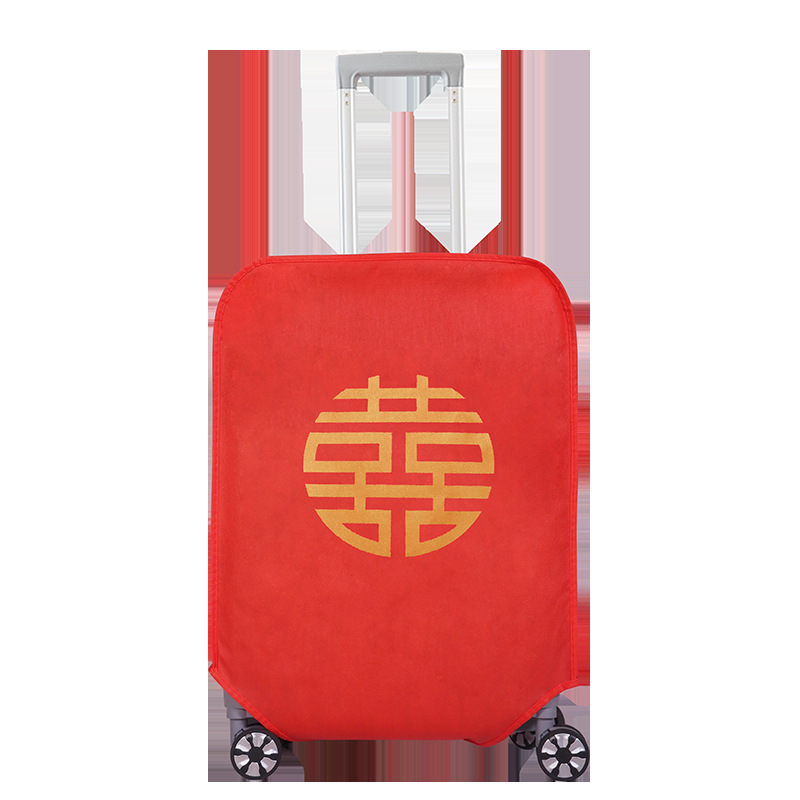 Red Non-woven Luggage Case Protective Cover Double Happy Dust Cover Wedding Case