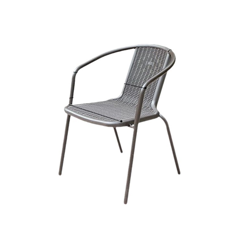Outdoor Rattan Chair Balcony Backrest Chair Courtyard Iron Imitation Rattan Chair Coffee Milk Tea Shop Outdoor Leisure Table and Chair Combination