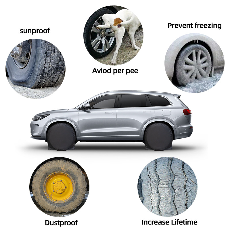 Car Spare Wheel Cover 210D Silver-Coated Oxford Cloth Waterproof Sun Protection Anti-Dirty Tire Cover Universal Tire Cover