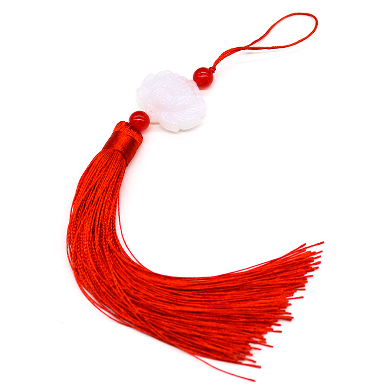 Ornaments Tassel White Jade Lotus Mid-Autumn Festival Lantern Hanging Tassel Pendant Chinese Knot Ancient Costume Cheongsam Tassel Hanging Tassel
