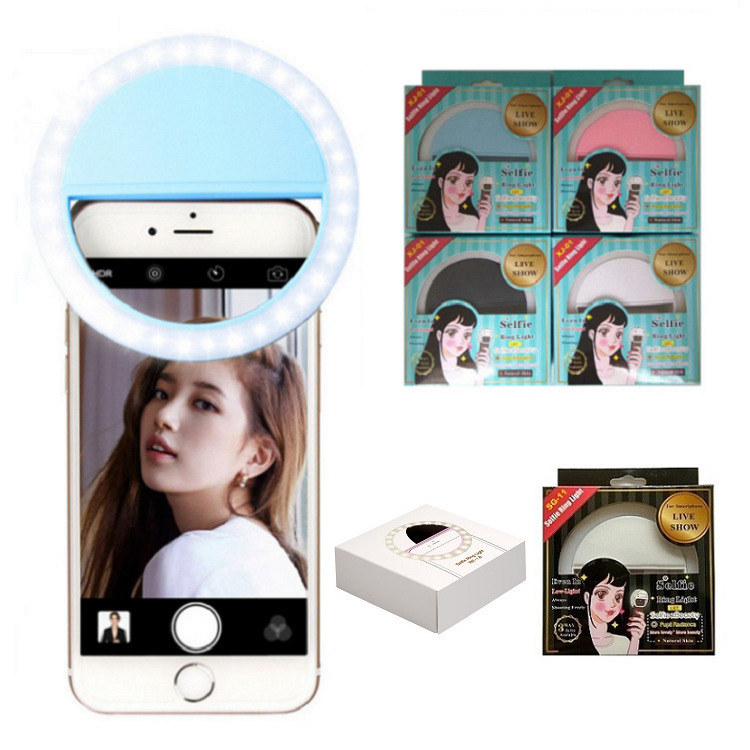 Popular Mobile Phone Selfie Fill Light Rk12 Round Mobile Phone Fill Light Rechargeable Fill Light Led Beauty Selfie