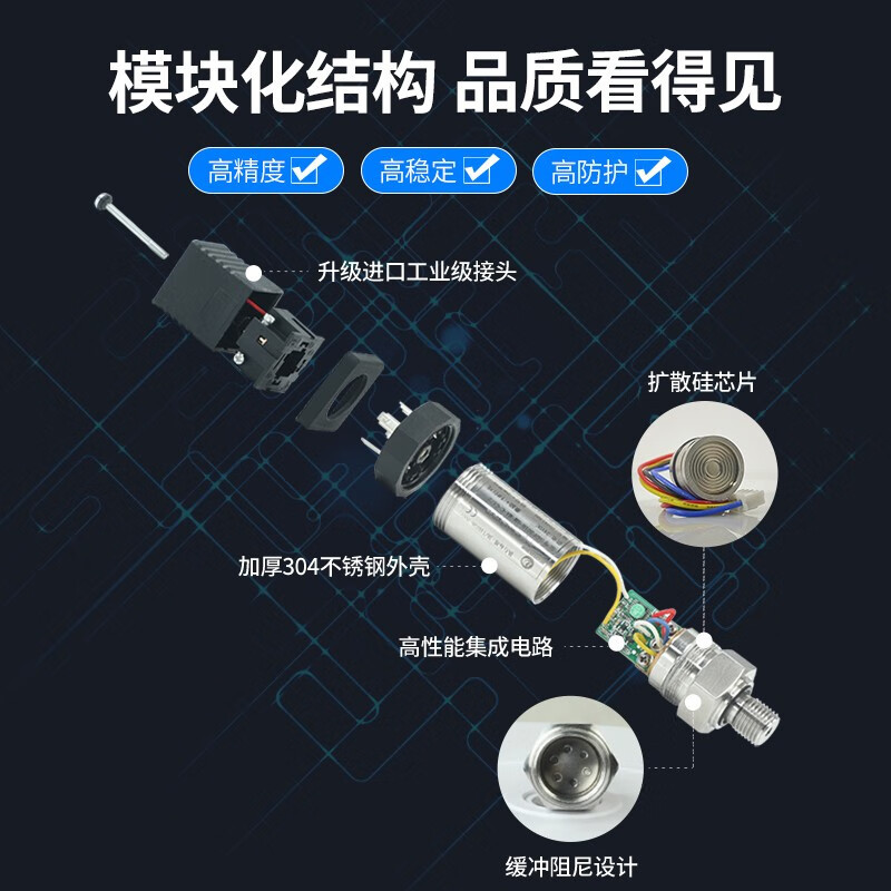 Hedi Compact Pressure Transmitter High-Precision Diffused Silicon 4-20Ma Universal Digital Display Pressure Sensor for Liquids and Gases