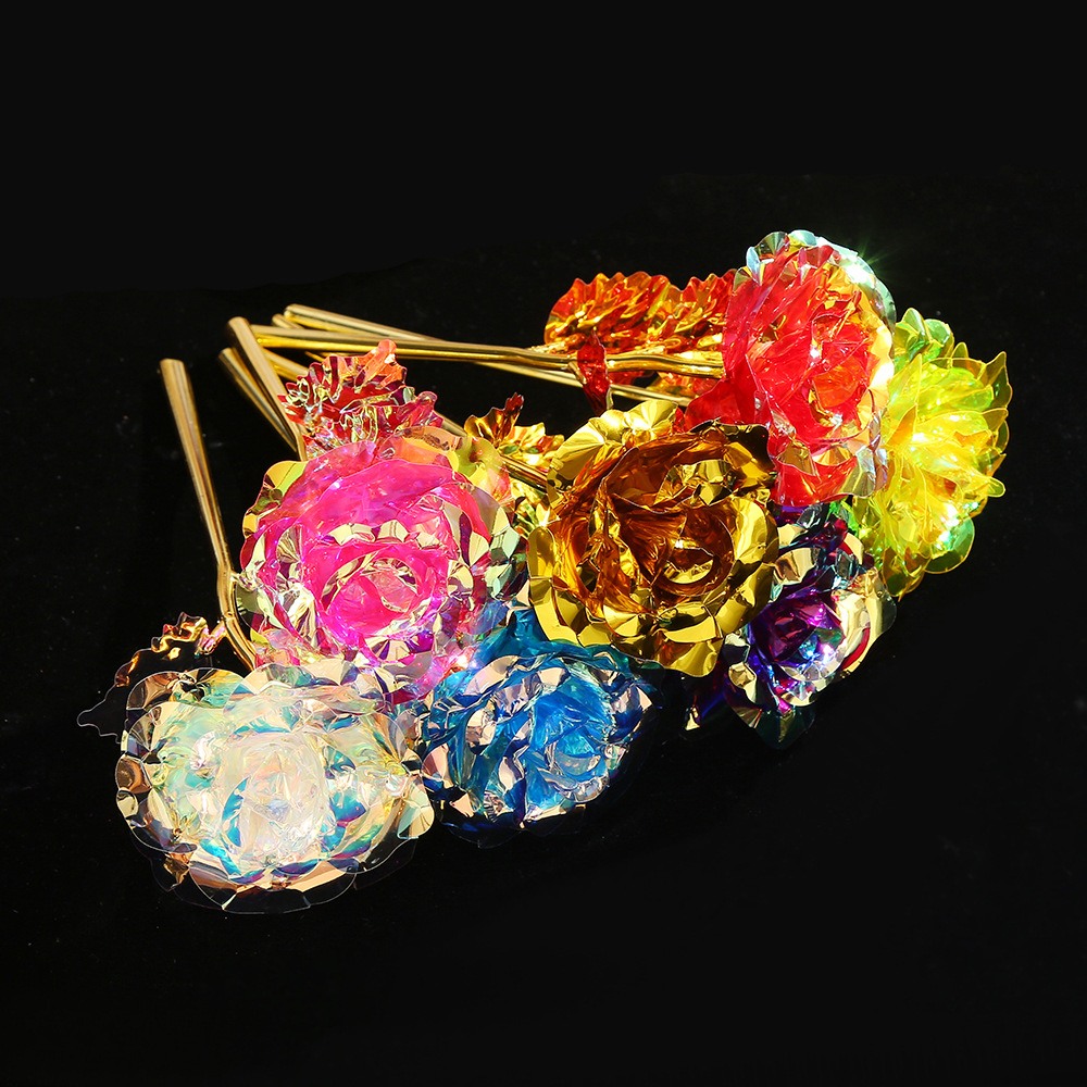 Искусственная роза с золотым фольгированием, подарок на День учителя, цветной бессмертный букет, День святого Валентина