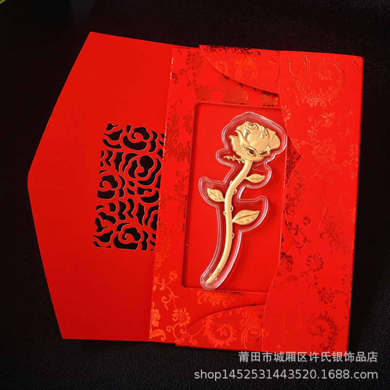 Gold Foil Rose Single Stem Phone Case Accessory Gold Foil Flower Mother's Day Valentine's Day Confession 520 Red Envelope